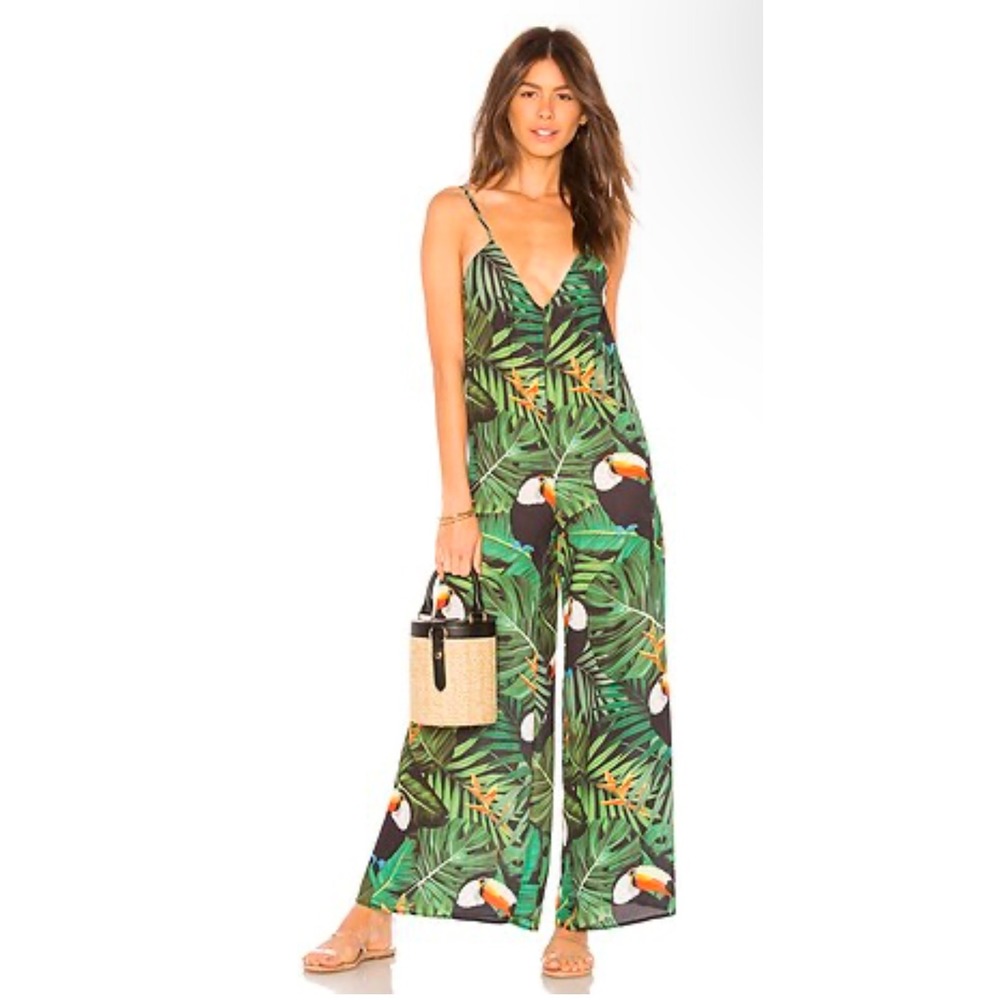 Show‎ Me Your Mumu Tropical Toucan Leaf Jumper V Neck Size Mediun